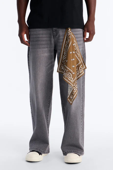 Western Paisley Graphic Bandana Keychain - Brown