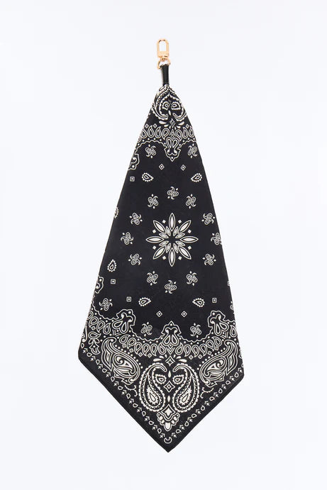 Paisley Western Graphic Bandana Keychain - Black