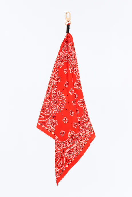 Paisley Western Graphic Bandana Keychain - Red
