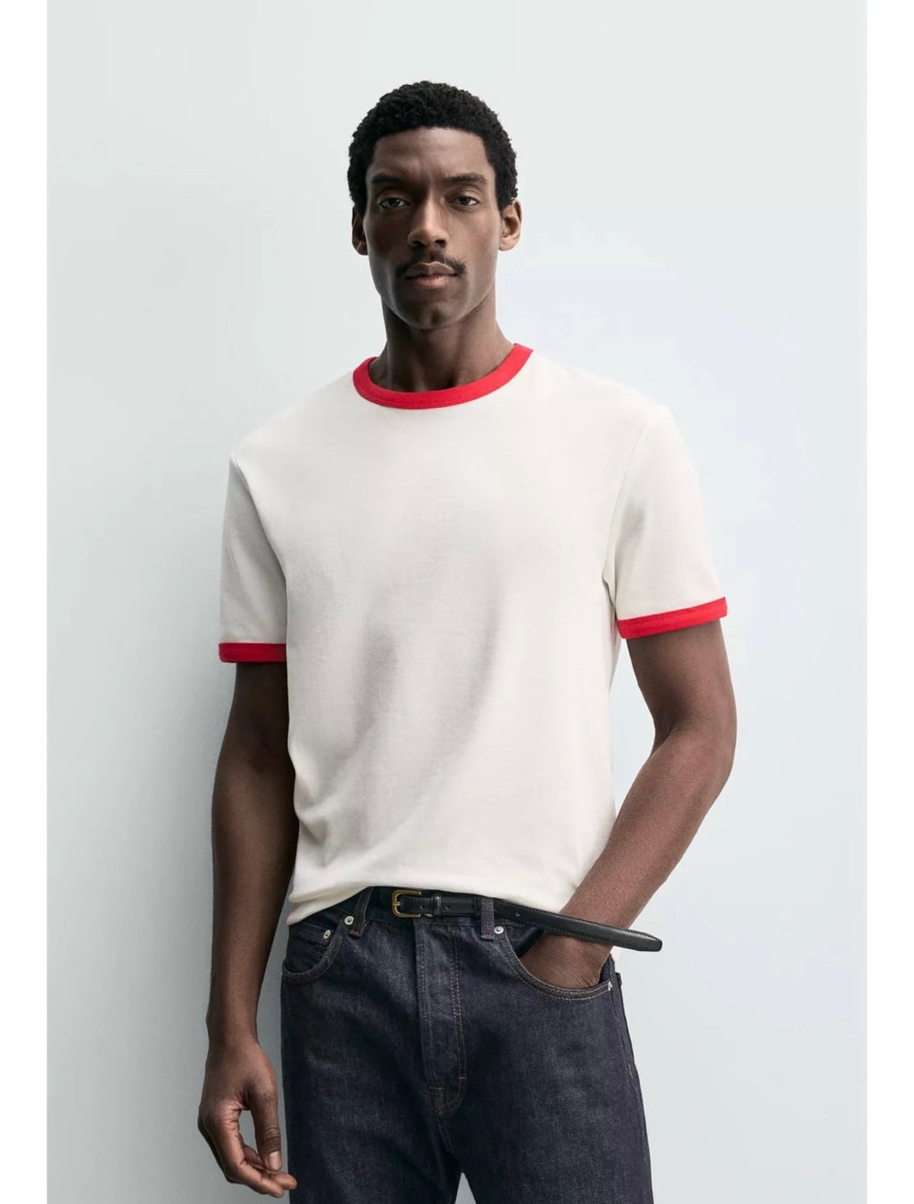 Basic contrast rib t shirt