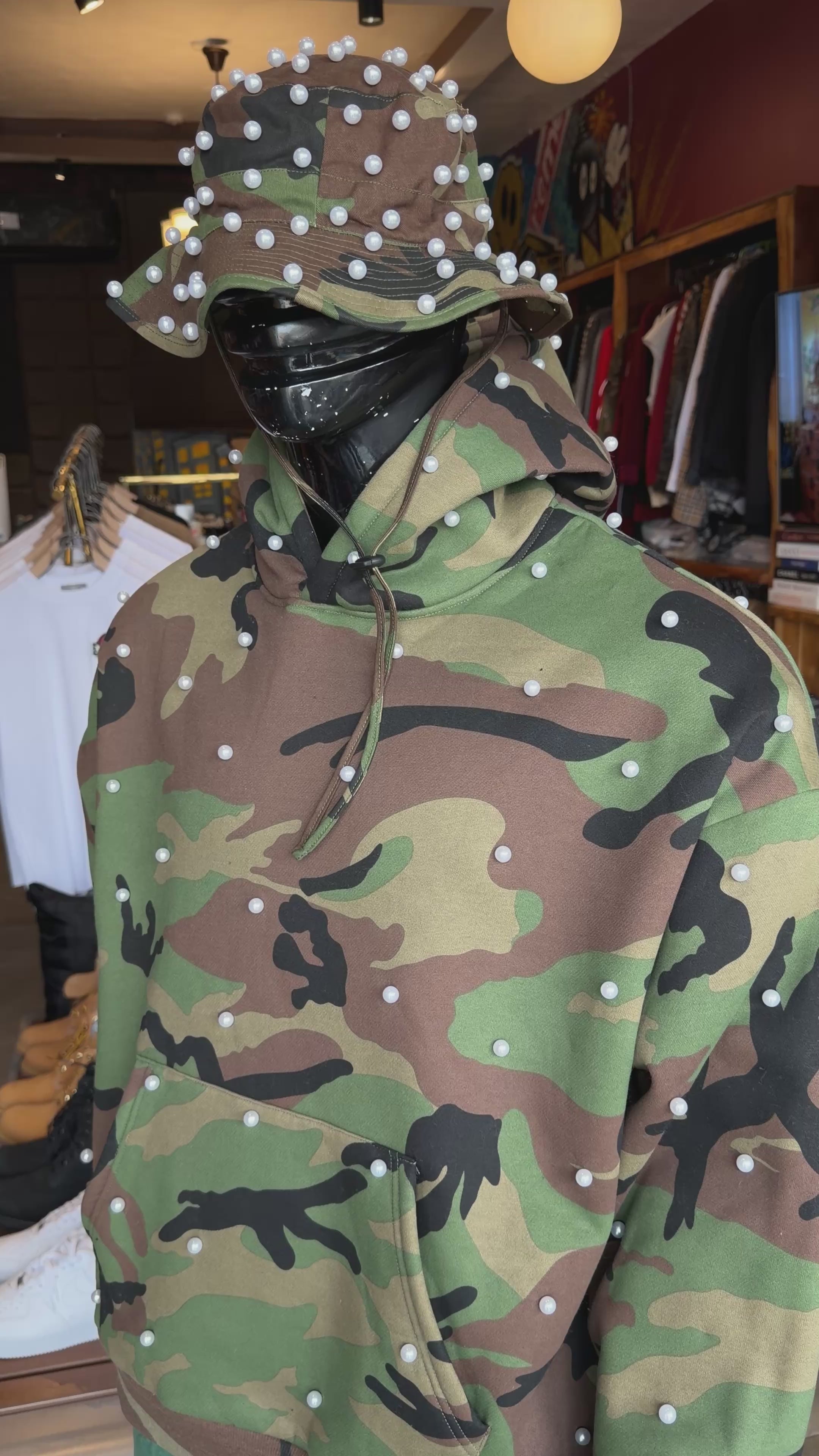Camo Pearled Bucket Hat - Camouflage